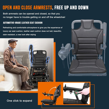 Carbon Fiber Lightweight Foldable Electric Wheelchair, 13kg, Airline Approved, 360W Motor