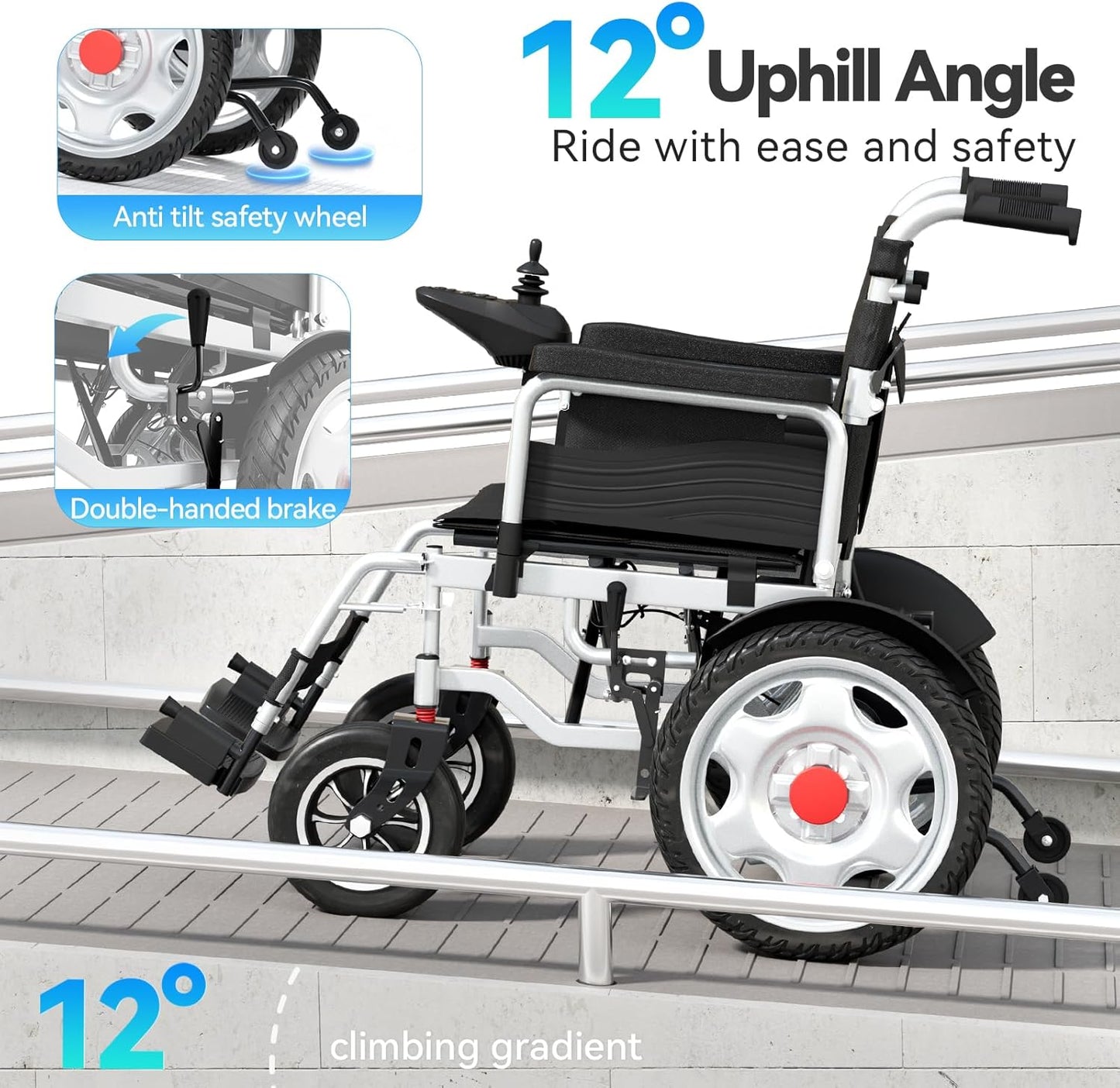 Electric Wheelchair for Adults, Foldable and Portable Power Chair, 25+ Mile Long Range, Lightweight All-Terrain Motorized Wheelchair