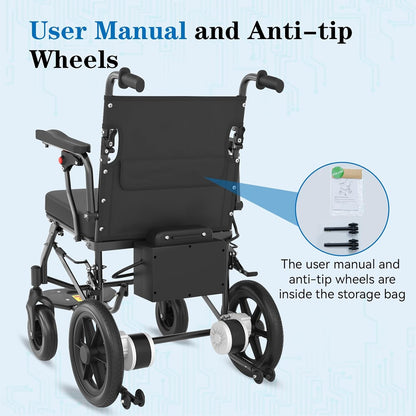 Electric Wheelchairs for Adults Lightweight Foldable, Compact Portable Motorized Power Wheelchair for Travel, Airline Approved 43lb