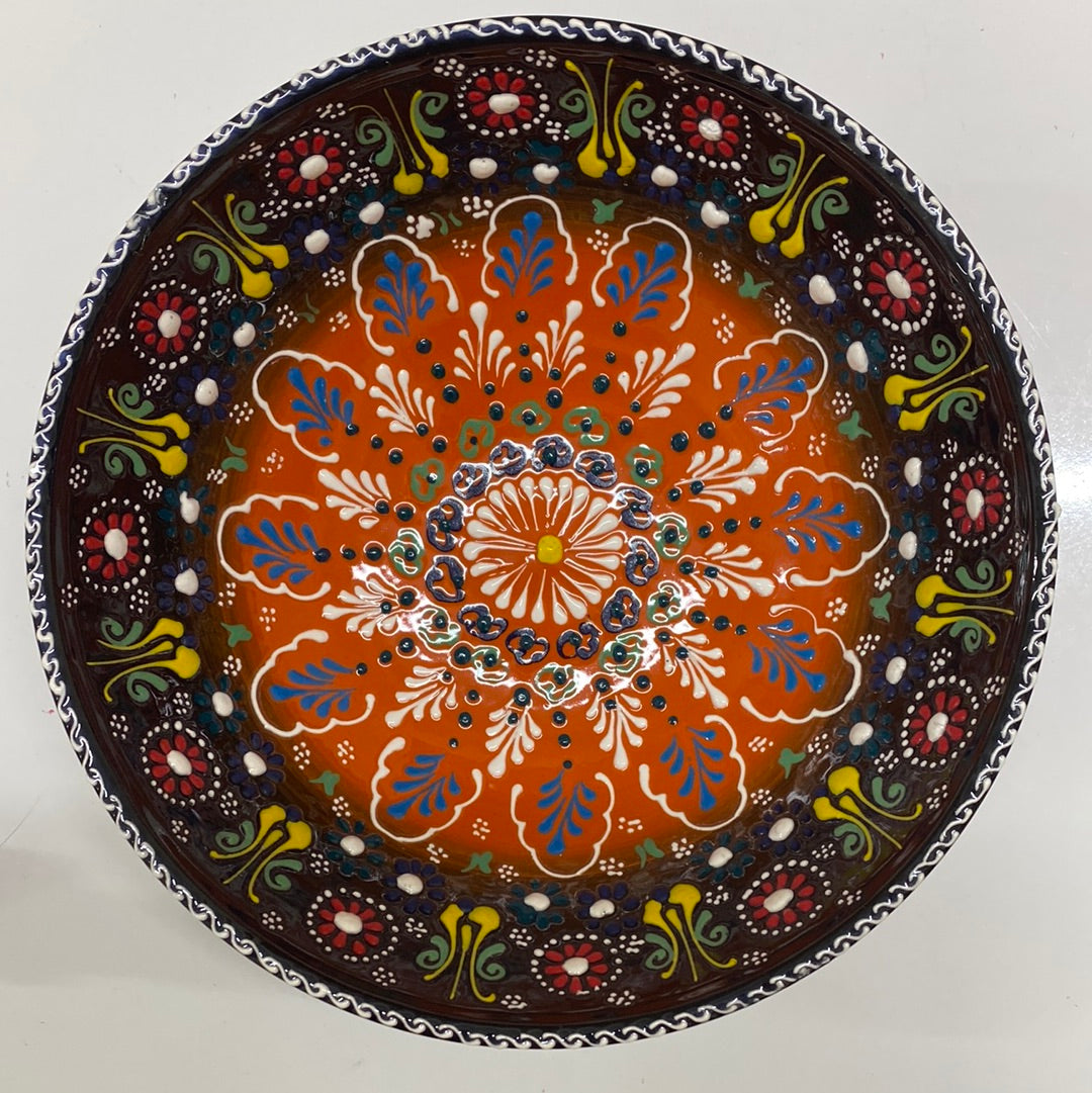 Bascuda XLarge Handmade Ceramic Tulip Bowl Orange Black 21cm