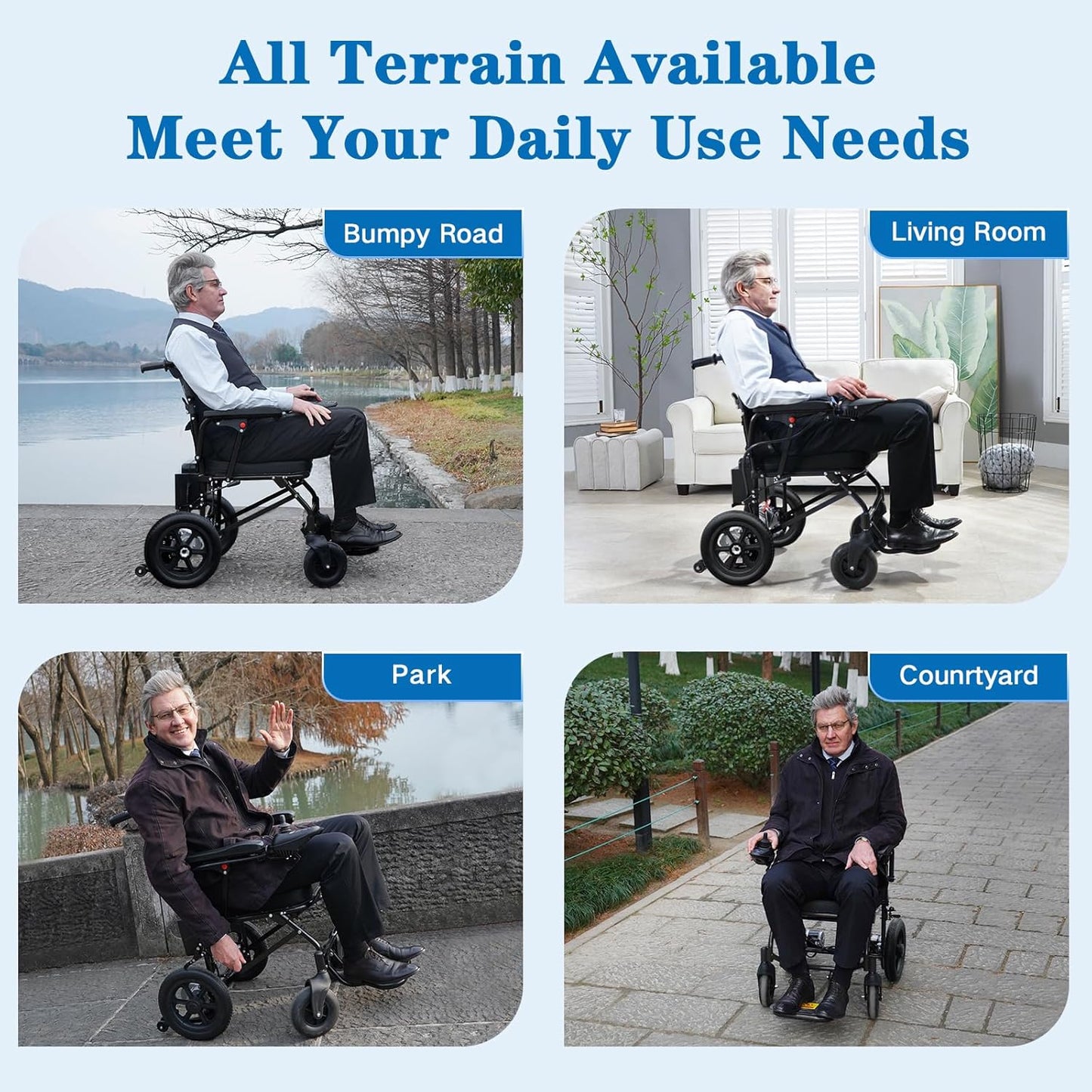 Electric Wheelchairs for Adults Lightweight Foldable, Compact Portable Motorized Power Wheelchair for Travel, Airline Approved 43lb