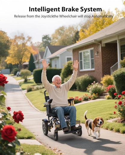 30-Mile Range Foldable Electric Wheelchair , 500W Dual Motor All-Terrain Mobility Power Chair, Lightweight Portable Wheelchair , 400 lbs Capacity