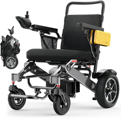 30-Mile Range Foldable Electric Wheelchair , 500W Dual Motor All-Terrain Mobility Power Chair, Lightweight Portable Wheelchair , 400 lbs Capacity