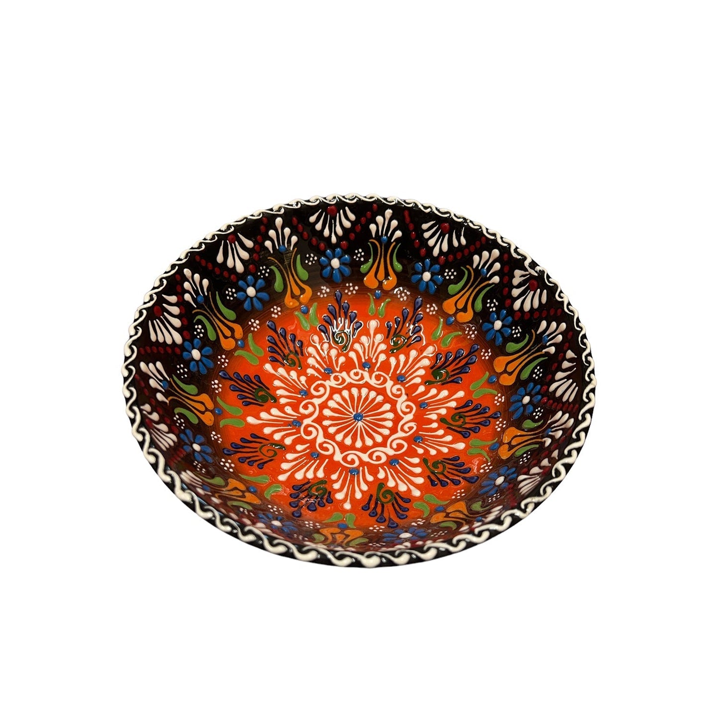 Bascuda XLarge Handmade Ceramic Tulip Bowl Orange Black 21cm