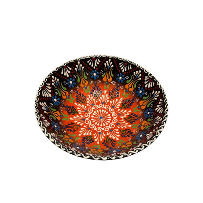 Bascuda XLarge Handmade Ceramic Tulip Bowl Orange Black 21cm